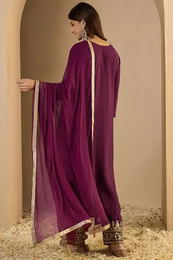 Purple premium designer festive wear readymade suit