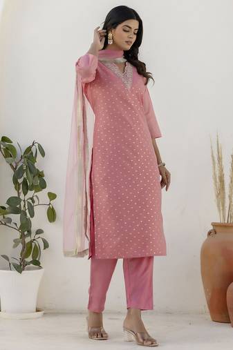 Pink premium designer festive wear readymade suit
