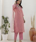 Pink premium designer festive wear readymade suit