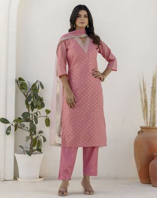 Pink premium designer festive wear readymade suit 2