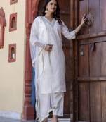 White premium designer festive wear readymade suit