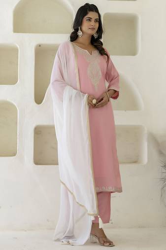 Pink premium festive wear readymade suit