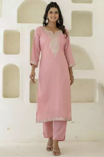 Pink premium designer festive wear readymade suit