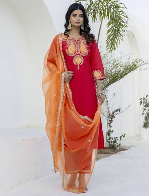 Pink premium designer festive wear readymade suit 1