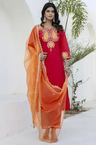Pink premium designer festive wear readymade suit