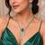 emerald bridal jewellery set: crystal necklace, chandelier earrings, wedding prom statement set