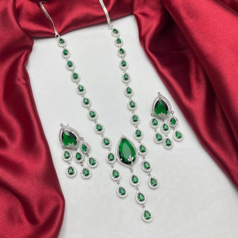emerald bridal jewellery set: crystal necklace, chandelier earrings, wedding prom statement set