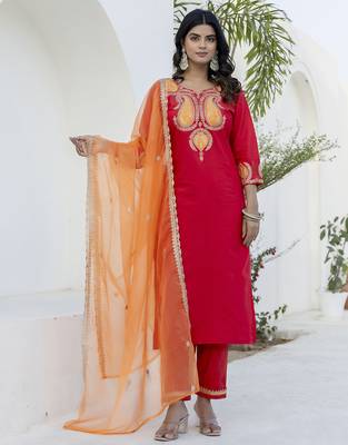 Pink premium designer festive wear readymade suit 2