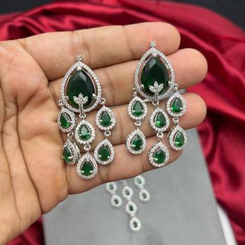 emerald bridal jewellery set: crystal necklace, chandelier earrings, wedding prom statement set 3