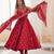 red silk blend  readymade anarkali suit with embroidery & sequence work
