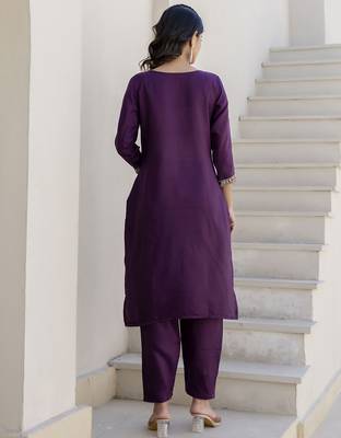 Purple premium designer festive wear readymade suit 2
