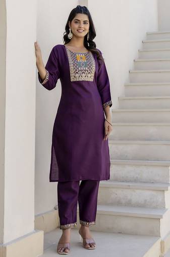 Purple premium designer festive wear readymade suit