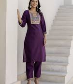 Purple premium designer festive wear readymade suit