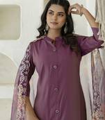 Purple premium designer festive wear readymade suit