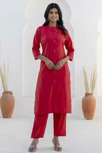 Rani-pink premium designer festive wear readymade suit