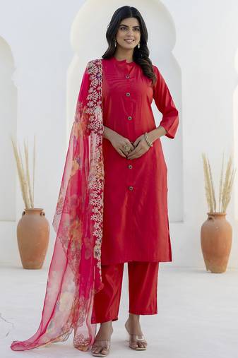 Rani-pink premium designer festive wear readymade suit
