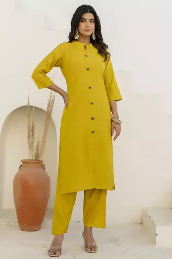 Yellow premium designer festive wear readymade suit