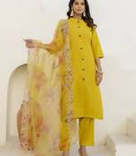Yellow premium designer festive wear readymade suit