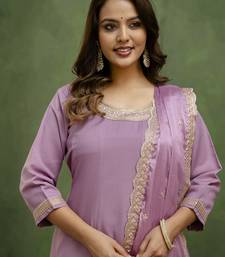 Lavender premium designer festive wear readymade suit