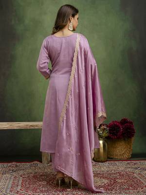 Lavender premium designer festive wear readymade suit 4