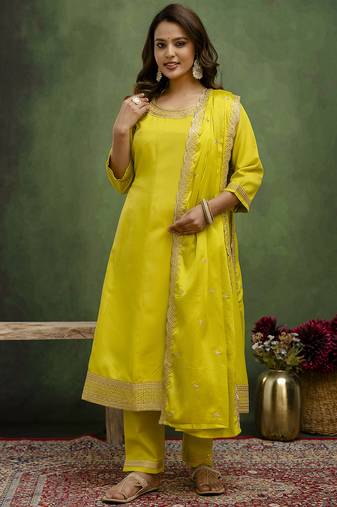 Lemon premium designer festive wear readymade suit