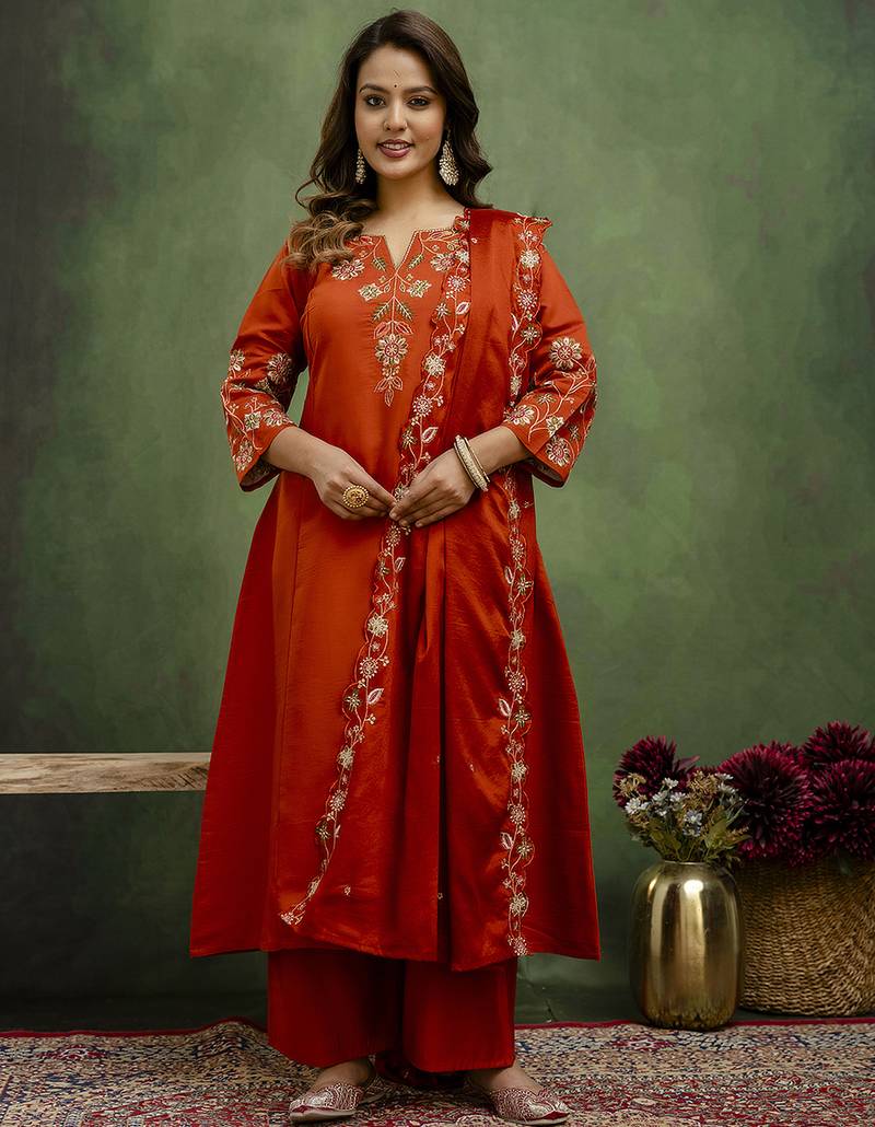 Mustard premium designer festive wear readymade suit