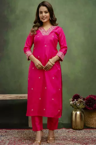 Pink premium designer festive wear readymade suit