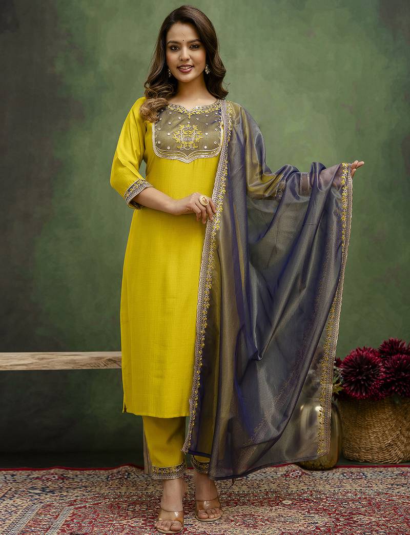 Lemon premium designer festive wear readymade suit