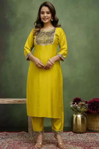 Lemon premium designer festive wear readymade suit