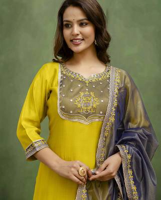 Lemon premium designer festive wear readymade suit 4