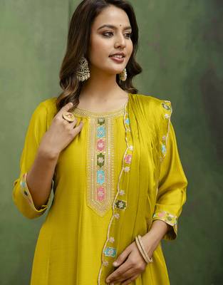 Lemon premium designer festive wear readymade suit 2