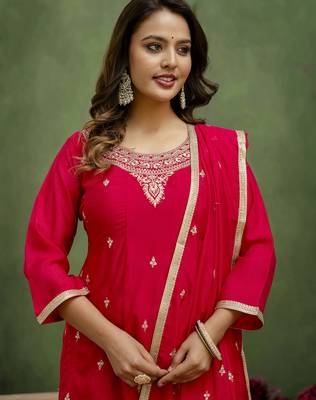 Dark-rani-pink premium designer festive wear readymade suit 2