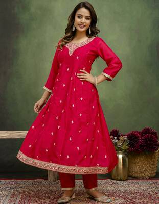 Dark-rani-pink premium designer festive wear readymade suit 3