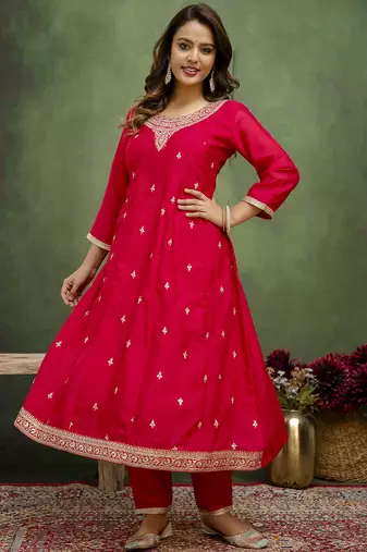 Dark-rani-pink premium designer festive wear readymade suit