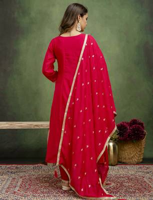 Dark-rani-pink premium designer festive wear readymade suit 4