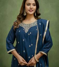 Teal premium designer festive wear readymade suit