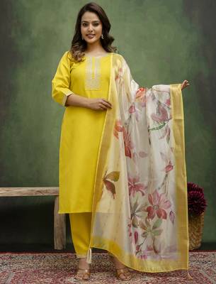Lemon premium designer festive wear readymade suit 2