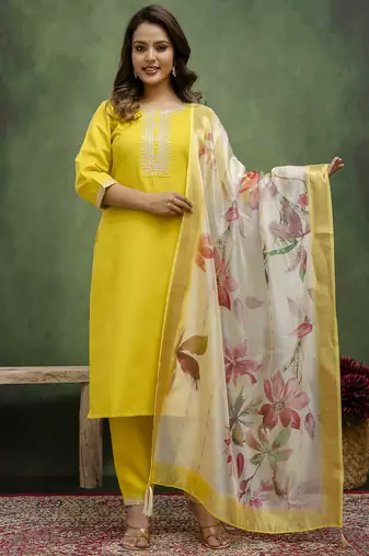 Lemon premium designer festive wear readymade suit