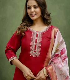 Maroon premium designer festive wear readymade suit