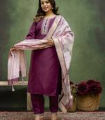 Purple premium designer festive wear readymade suit