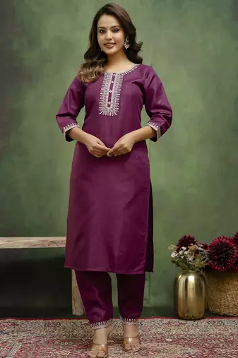 Purple premium designer festive wear readymade suit