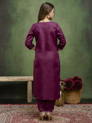 Purple premium designer festive wear readymade suit 4