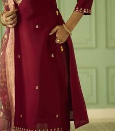 Maroon premium designer festive wear readymade suit