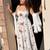 White floral embroidered vichitra silk anarkali gown set with dupatta & pant