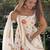 White floral embroidered vichitra silk anarkali gown set with dupatta & pant