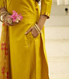 Yellow premium designer festive wear readymade suit