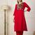 Red premium designer festive wear readymade suit