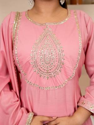 Pink premium designer festive wear readymade suit 2