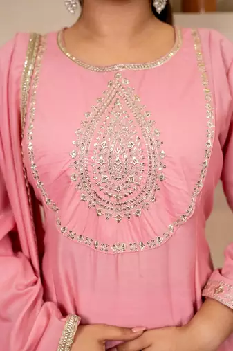 Pink premium designer festive wear readymade suit