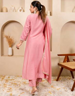 Pink premium designer festive wear readymade suit 3